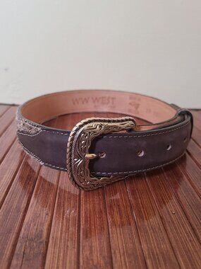 WW West Belt Collection Western Style Leather & Cowhide Belt